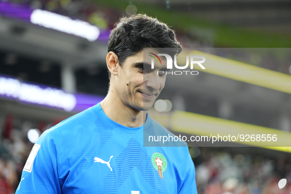 Bono goalkeeper of Morocco and Sevilla FC prior the FIFA World Cup Qatar 2022 Group F match between Canada and Morocco at Al Thumama Stadium...