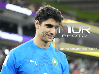 Bono goalkeeper of Morocco and Sevilla FC prior the FIFA World Cup Qatar 2022 Group F match between Canada and Morocco at Al Thumama Stadium...