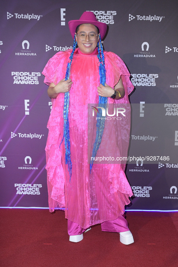 Manunna attends the red carpet of People's Choice Awards Viewing Party 2022 at Universal Pictures Mexico. on December 6, 2022 in Mexico City...