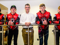 (l-r) Charles Wright, Dan Bewley, Mark Lemon, Jake Mulford, and Tom Brennan - four of the 2023 Belle Vue Aces during the Belle Vue Aces Chri...