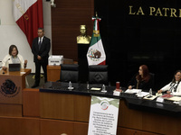 December 8, 2022, Mexico City, Mexico: The Secretary of Energy of Mexico, Rocio Nahle Garcia listens to the intervention of Senator Xochitl...