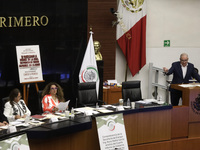 December 8, 2022, Mexico City, Mexico: Senator Julen Rementeria in his speech at the appearance of the Secretary of Energy of Mexico, Rocio...