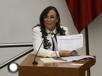 December 8, 2022, Mexico City, Mexico: The Mexican Secretary of Energy, Rocio Nahle Garcia appears before the Senate of the Republic in Mexi...
