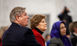 Senators Lindsey Graham (R-SC) (left) and Jeanne Shaheen (D-NH) (center) attend a Senate b...