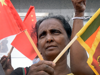 Activists are gathering at the front of the Chinese embassy in Colombo, Sri Lanka, for a peaceful demonstration to denounce the ''Go home Ch...
