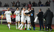 Players of FC Hermannstadt celebrating after scoring a goal during Romania Super Liga: FC...