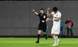 Bogdan Dumitrache indicating a penalty during Romania Super Liga: FC Hermannstadt - Farul...