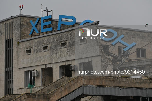 View of destroyed main Terminal of Kherson airport, seen one month after the liberation by the Armed Forces of Ukraine.Russian forces left...