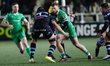 Adam Brocklebank of Newcastle Falcons takes on Seb Davies of Cardiff Rugby during the Euro...