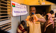 A man shows his inked finger after he voted, Ougadougou, November 29th 2015 