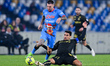 Benjamin Andre of Lille OSC and Matteo Politano of SSC Napoli compete for the ball during...