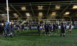 Falcons players celebrate in front of the South Stand after beating Sale Sharks in the Gal...