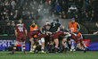 Sebastian de Chaves of Newcastle Falcons and Callum Chick lead a driving maul during the G...