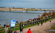 People went for a refreshing dip on the beach of Spiegelwaal in the dutch city of Nijmegen...