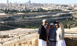 People take selfie on the Mount of Olives in Jerusalem, Israel on December 29, 2022. 