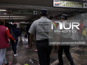 January 12, 2023, Mexico City, Mexico: The National Guard enters surveillance operations at Mexico City Metro stations on January 12, 2023 i...