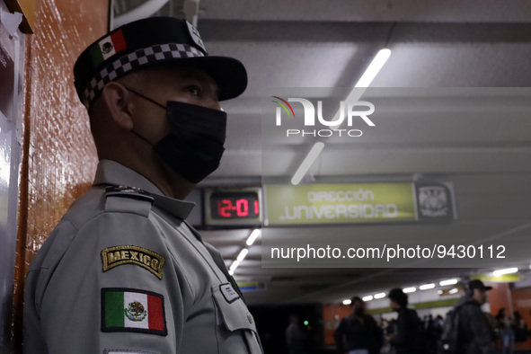 January 12, 2023, Mexico City, Mexico: The National Guard enters surveillance operations at Mexico City Metro stations on January 12, 2023 i...