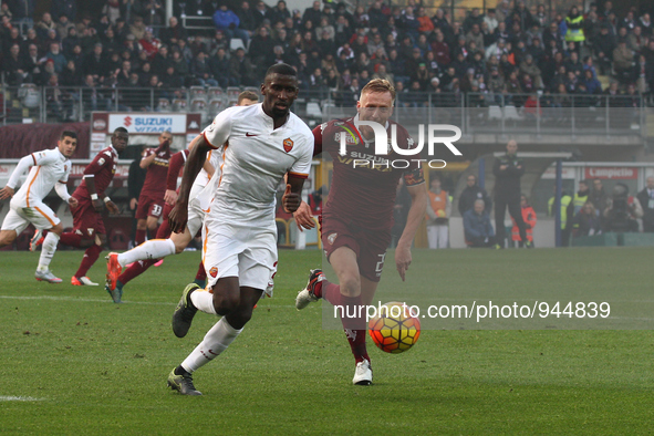 Roma defender Antonio Rudiger (2) fights for the ball against Torino defender Kamil Glik (25) during the Serie A football match n.15 TORINO...