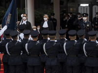 (Center) Hong Kong Chief Justice, Andrew Cheung Kui-nung inspecting a Ceremonial Guard during the Ceremonial Opening of Legal Year 2023 outs...