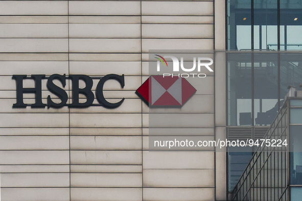 HSBC logo is seen on a building in Warsaw, Poland on January 19, 2023. 