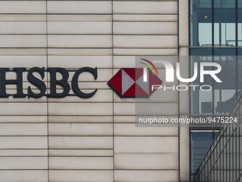 HSBC logo is seen on a building in Warsaw, Poland on January 19, 2023. (