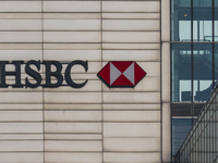 HSBC logo is seen on a building in Warsaw, Poland on January 19, 2023. (