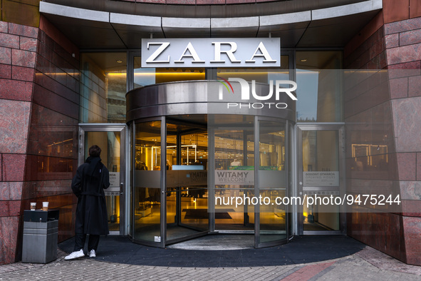 Zara store entrance in Warsaw, Poland on January 19, 2023. 