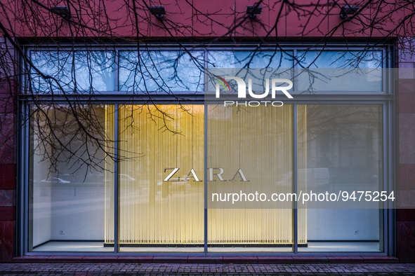Zara store window in Warsaw, Poland on January 19, 2023. 