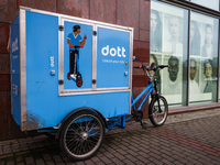 Dott electric cargo bike is seen in Warsaw, Poland on January 19, 2023. (