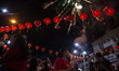 Indonesian Chinese gather to watch the fireworks in front of the Hok Lay Kiong temple, on...