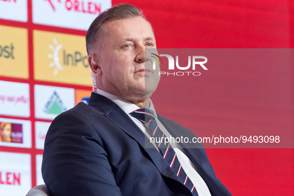 Cezary Kulesza during presentation of new head coach of polish football national team in Warsaw, Poland on January 24, 2023. 