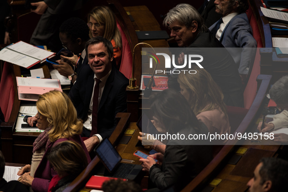 Deputy Minister and government spokesman Olivier Veran during the government question session, in Paris, Tuesday 24 January, 2023. 