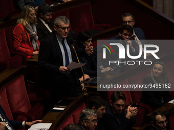 Les Republicains MP Xavier Breton takes the floor during the question session to the government, in Paris, Tuesday 24 January, 2023. (