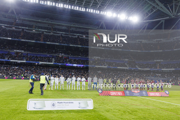 Players during the Copa del Rey match between Real Madrid and Atletico de Madrid at Estadio Santiago Bernabeu in Madrid, Spain. 