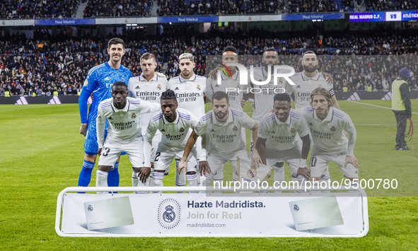 Players of Real Madrid during the Copa del Rey match between Real Madrid and Atletico de Madrid at Estadio Santiago Bernabeu in Madrid, Spai...