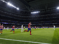 Alvaro Morata of Atletico de Madrid celebrates a goal during the Copa del Rey match between Real Madrid and Atletico de Madrid at Estadio Sa...