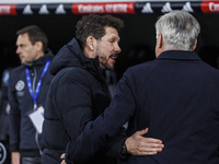 Diego Simeone of Atletico de Madrid with Carlo Ancelotti of Real Madrid during the Copa del Rey match between Real Madrid and Atletico de Ma...