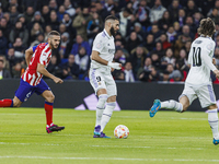 Karim Benzema of Real Madrid in action during the Copa del Rey match between Real Madrid and Atletico de Madrid at Estadio Santiago Bernabeu...