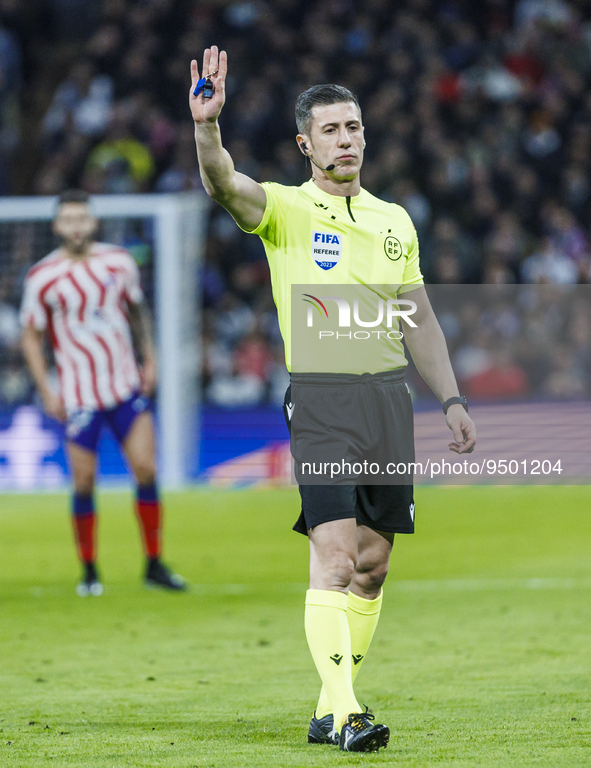 Referee during the Copa del Rey match between Real Madrid and Atletico de Madrid at Estadio Santiago Bernabeu in Madrid, Spain. 