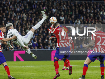 Federico Valverde of Real Madrid during the Copa del Rey match between Real Madrid and Atletico de Madrid at Estadio Santiago Bernabeu in Ma...