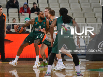 Derrick Williams, #8 of Panathinaikos Athens in action during the 2022/2023 Turkish Airlines EuroLeague Regular Season Round 21 match betwee...