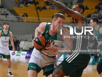 Rolands Smits, #10 of Zalgiris Kaunas and Derrick Williams, #8 of Panathinaikos Athens in action during the 2022/2023 Turkish Airlines EuroL...