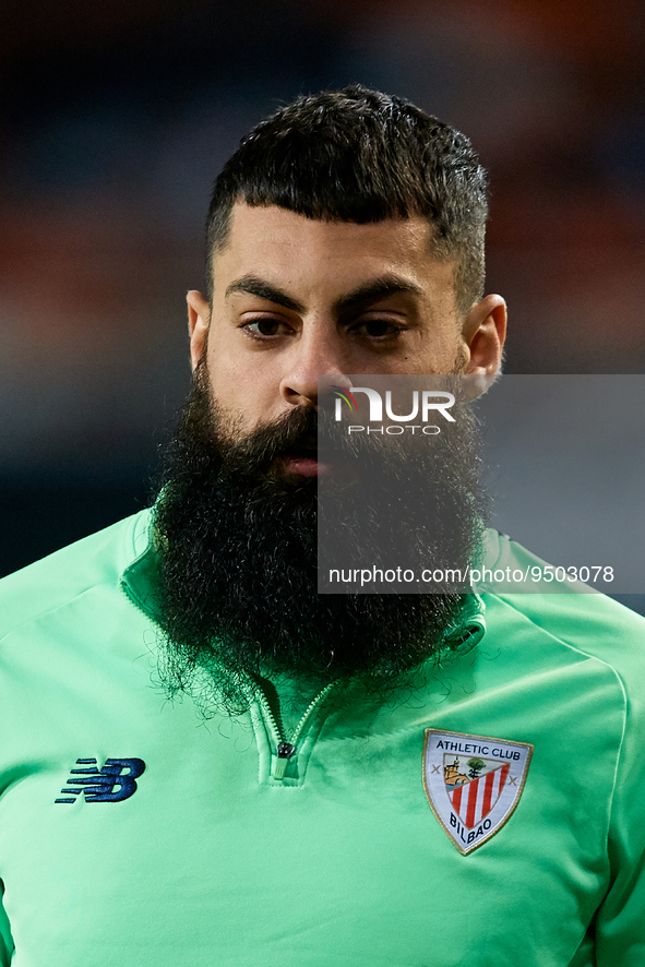 Asier Villalibre of Athletic Club looks on prior to the Copa del Rey Quarter Final match between Valencia CF and Athletic Club at Mestalla s...