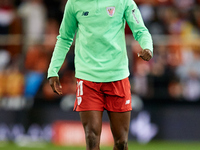 Nico Williams of Athletic Club looks on prior to the Copa del Rey Quarter Final match between Valencia CF and Athletic Club at Mestalla stad...