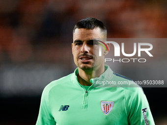 Dani Garcia of Athletic Club looks on prior to the Copa del Rey Quarter Final match between Valencia CF and Athletic Club at Mestalla stadiu...