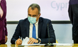 Michalis Hadjipantela signs the Agreement, Nicosia, Cyprus, on Jan. 27, 2023. The Signing...