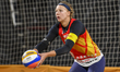 Katja Stam of Netherlands action during the women's Volleyball World Beach Pro Tour Finals...