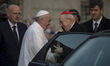 Pope Francis leaves the statue of Virgin Mary during the annual feast of the Immaculate Co...
