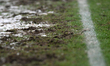 Cluj Arena's damaged lawn during Romania Superliga: FC Universitatea U Cluj against FC Rap...
