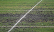 Cluj Arena's damaged lawn during Romania Superliga: FC Universitatea U Cluj against FC Rap...